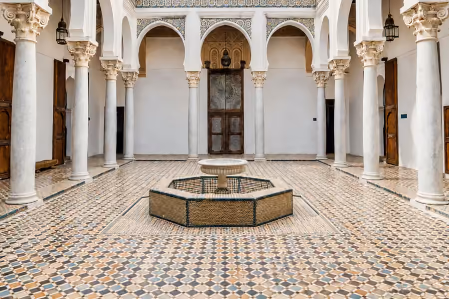 The courtyard of the Sultan's Palace, now the Kasbah Museum, in Tangier