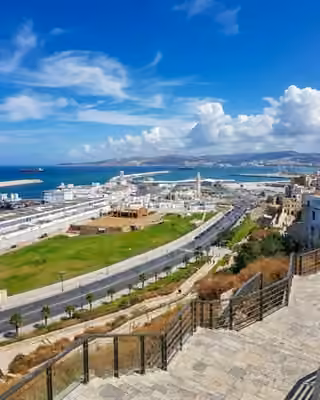 The port of Tangier and the Strait of Gibraltar seen from the Kasbah