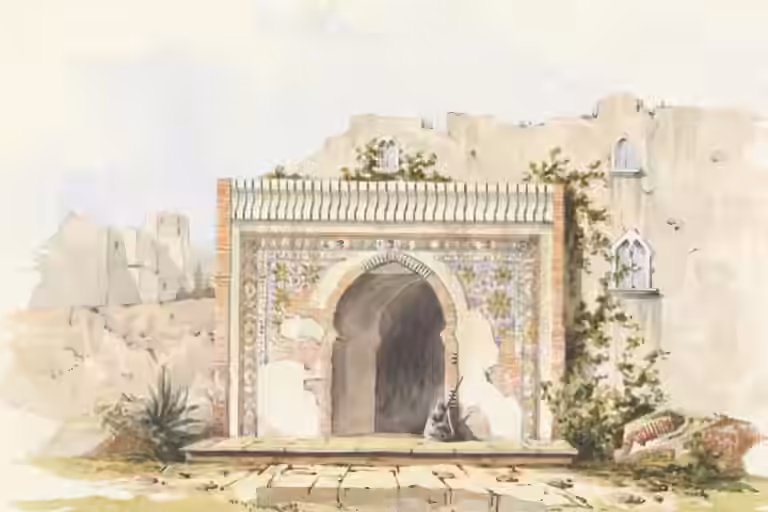 Bab el-Kasbah en Tánger, una acuarela de Thomas Ender